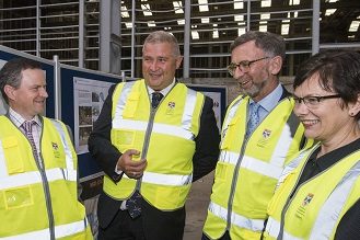 Photo of Scottish Office Minister Lord Andrew Dunlop visits St Andrews University biomass project site at Guardbridge.